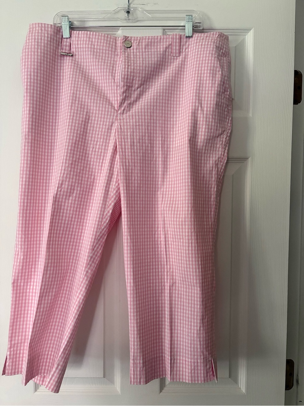 Lauren Active Ralph Lauren LRL Womens 16 Capri Mid Rise Pink White Checked